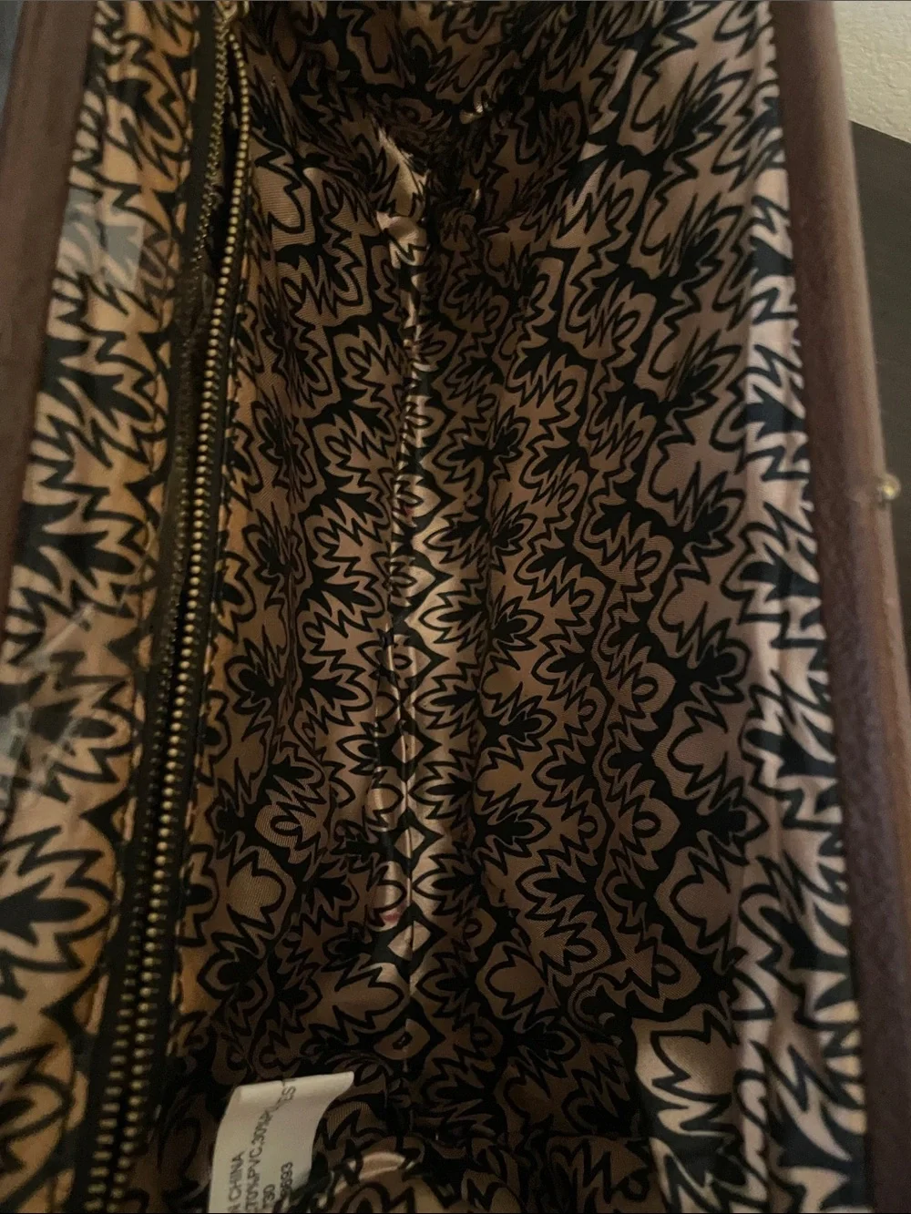Floral Stripe Brown & Pink Large Clutch